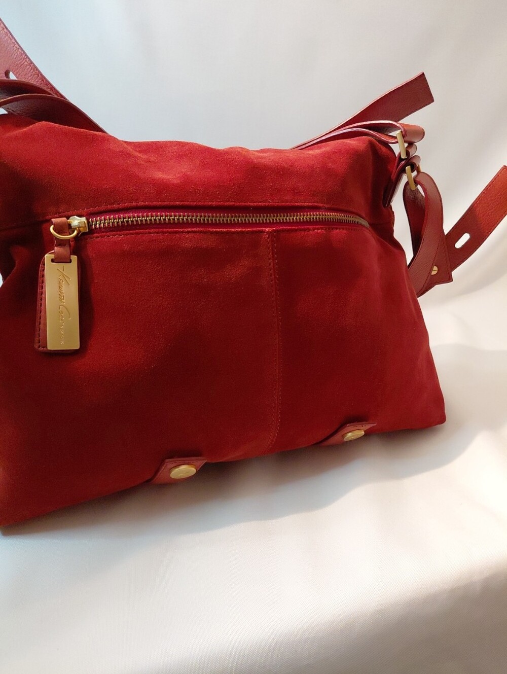 Kenneth Cole Reaction Vintage Red Geniune Leather Suede Shoulder Handbag